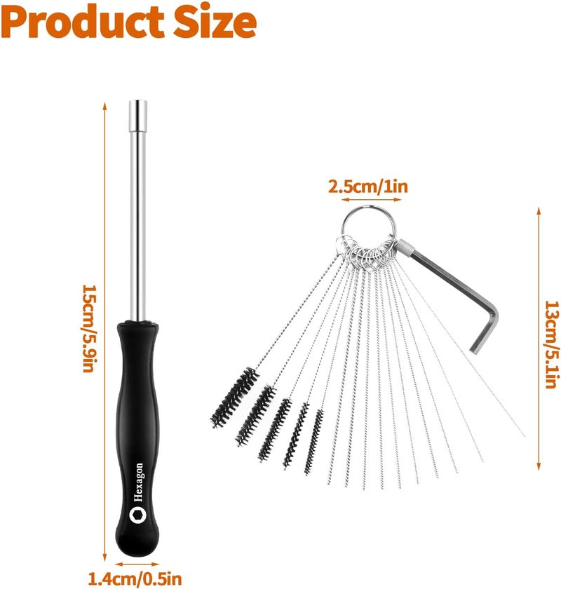 OXDFK Hexagon Carburator Adjustment Tool, 59108902307 4mm Hex Screwdriver with 15 PCS Cleaning Brush, Wrench, for Stihl Ryobi Poulan Homelite Husqvarna Echo Chainsaw Weed Eater Wacker - Image 2